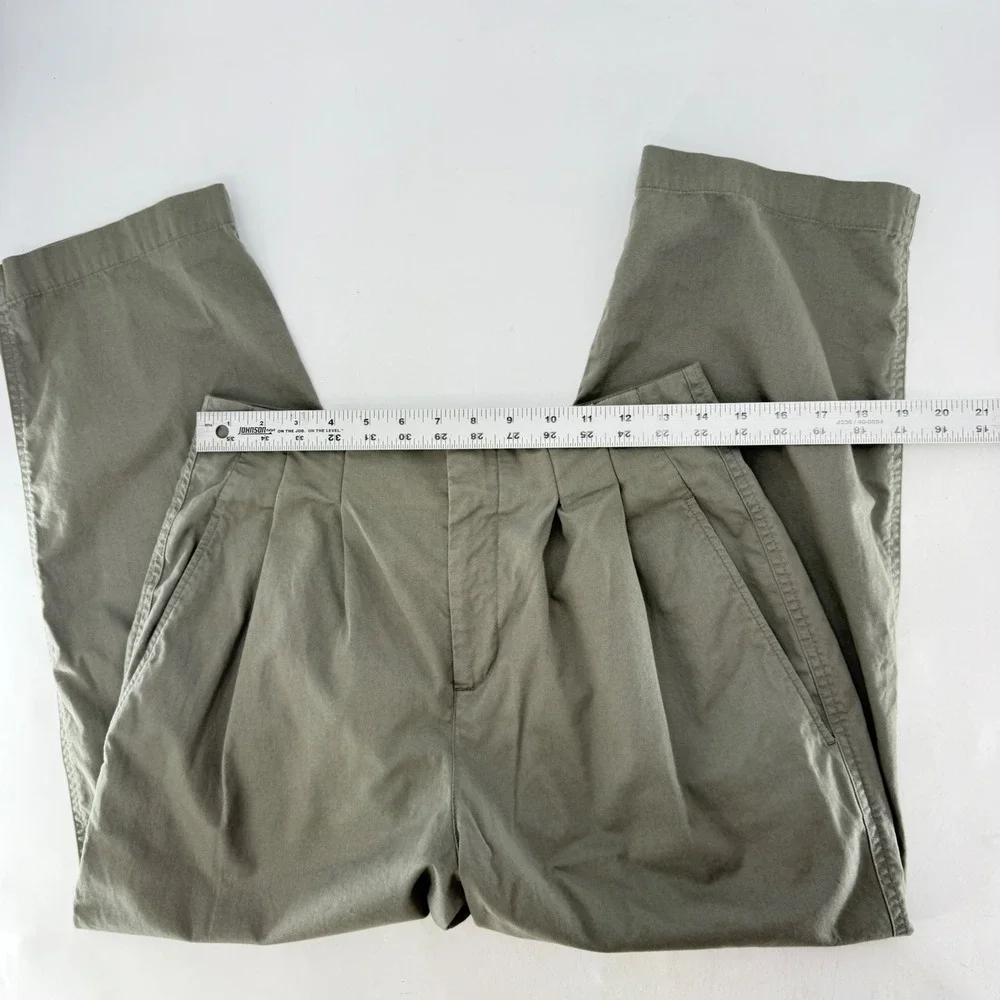 Abercrombie & Fitch Womens Olive Green Pleated Cropped Pants 28S Preppy Academia